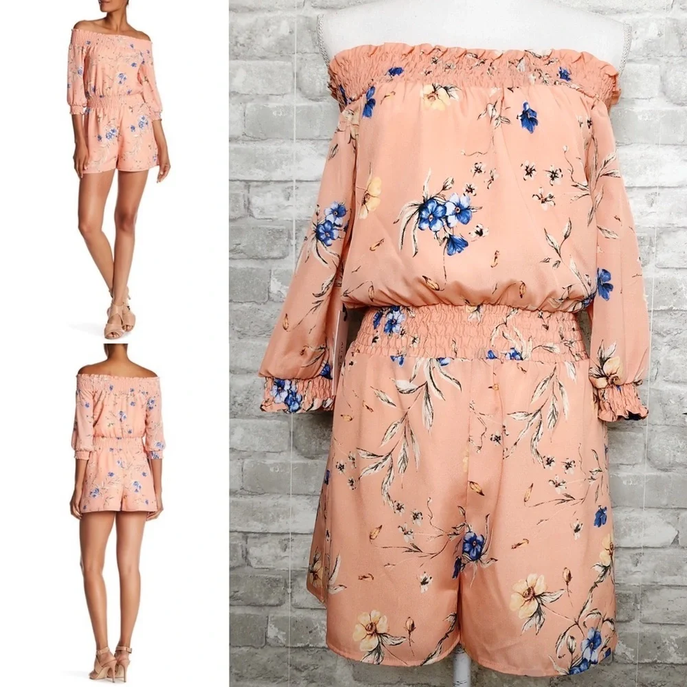 NWT Ali & Jay | Peach Floral Backstage Romper Small - Picture 3 of 10